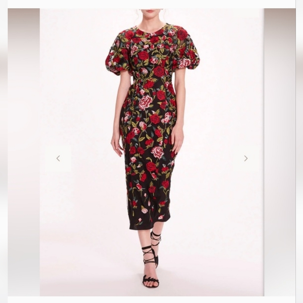 Floral Embroidered High Low Dress